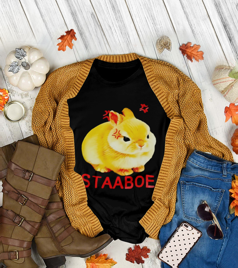 Staaboe Angry Fluffy Yellow Rabbit Red Marks T-Shirt