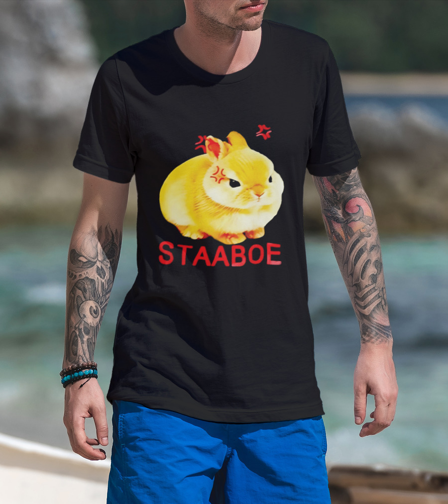 Staaboe Angry Fluffy Yellow Rabbit Red Marks T-Shirt