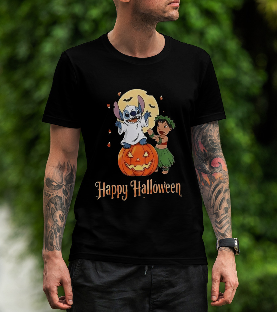 Stitch Halloween Happy Pumpkin Lilo Ghost Costume T-Shirt