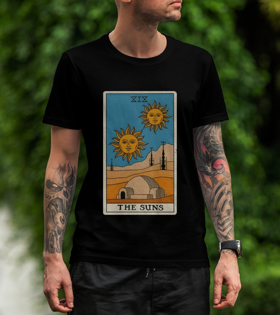 XIX The Suns Twin Suns Tarot Card Star Wars Tatooine Desert Dome T-Shirt