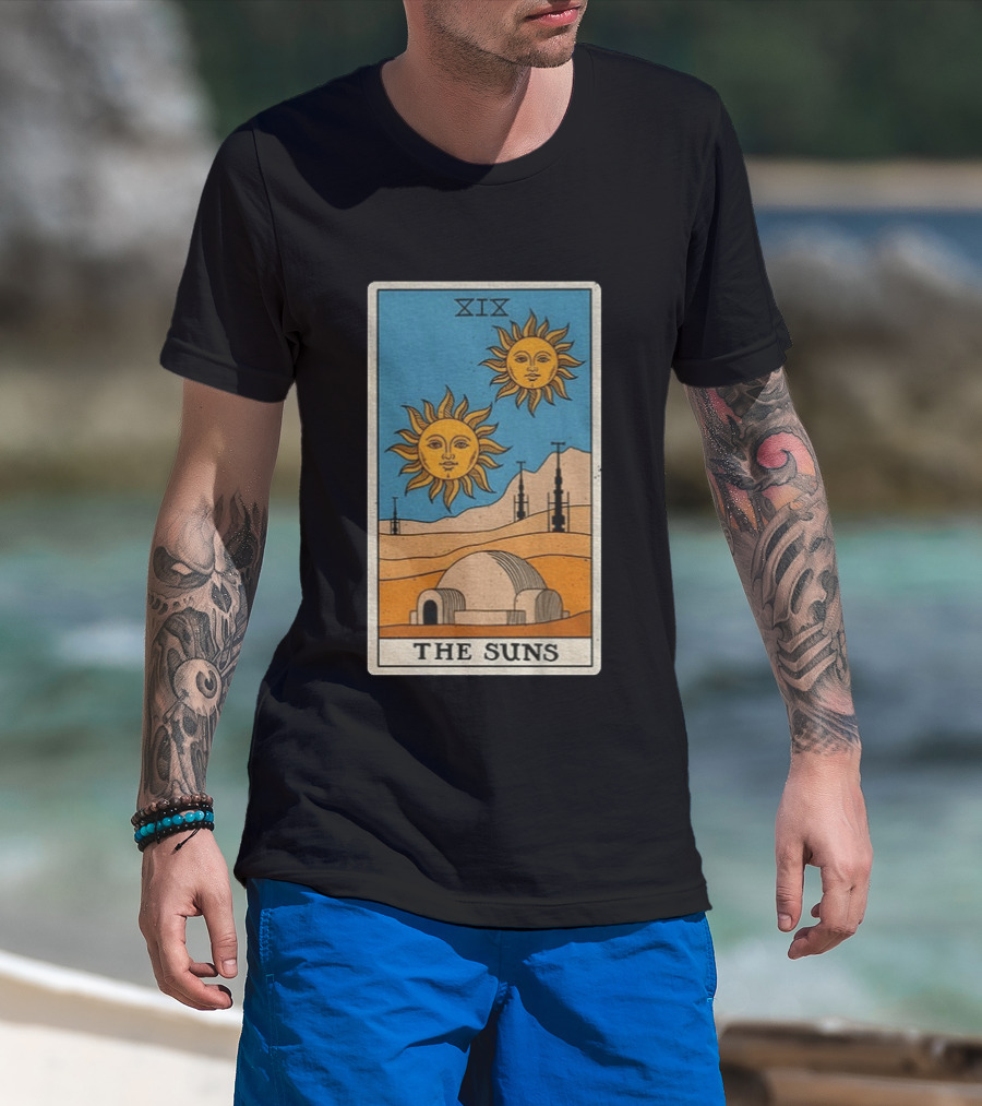 XIX The Suns Twin Suns Tarot Card Star Wars Tatooine Desert Dome T-Shirt