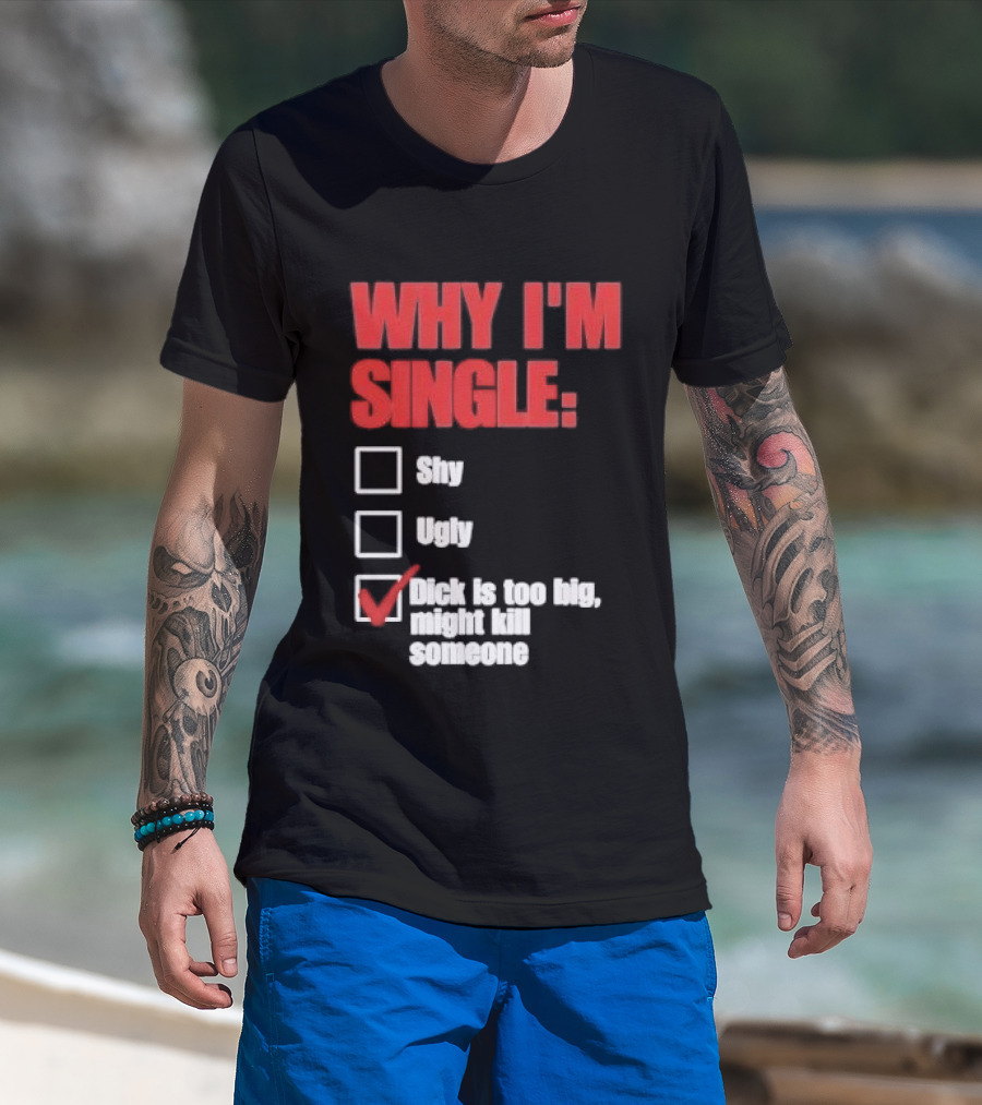 Why I'm Single Checklist Shy Ugly Dick Is Too Big Might Kill Someone Red Check Mark T-Shirt