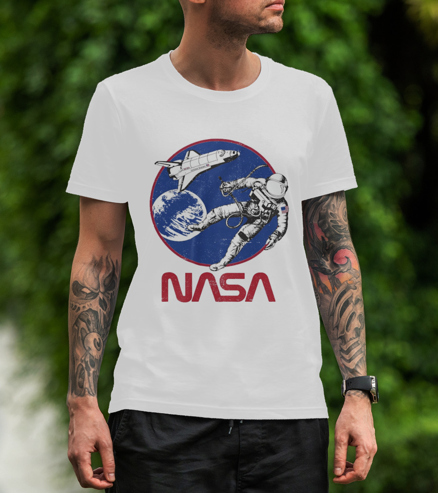 NASA Space Shuttle And Astronaut Earth Scene T-Shirt
