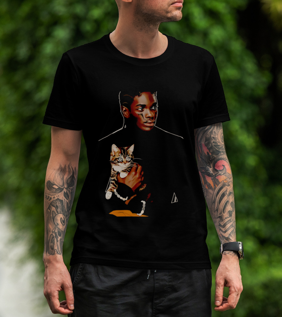 Young Man Holding A Tabby Cat Painting T-Shirt