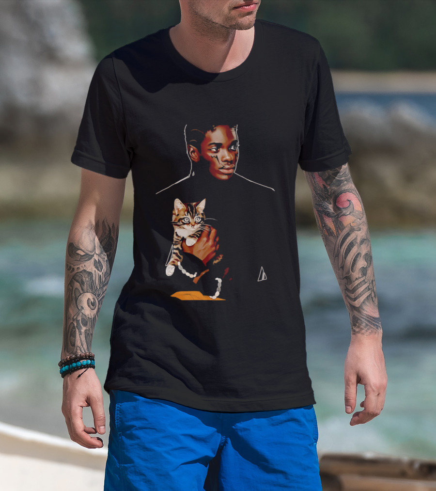 Young Man Holding A Tabby Cat Painting T-Shirt