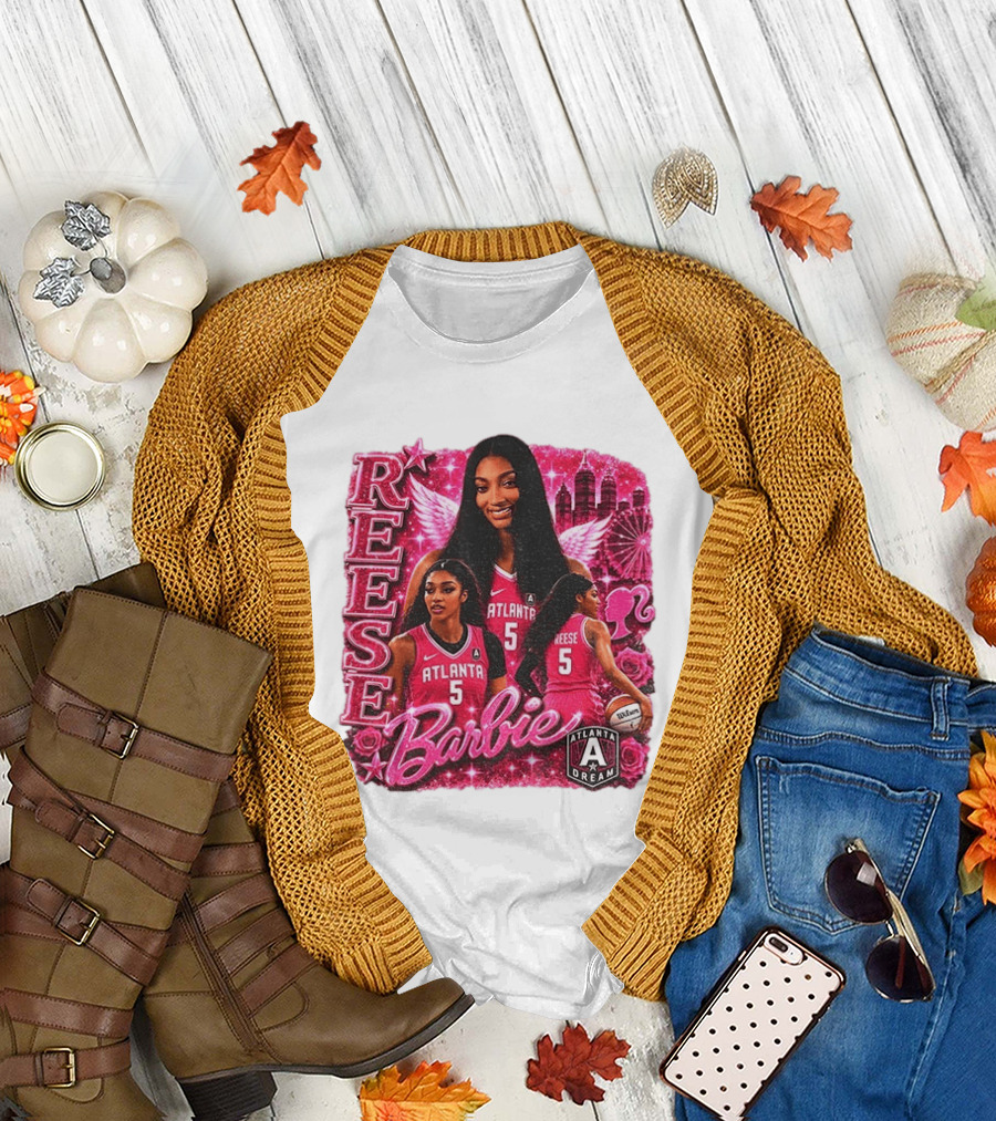 Angel Reese Atlanta Dream Barbie Pink Basketball Collage WNBA T-Shirt