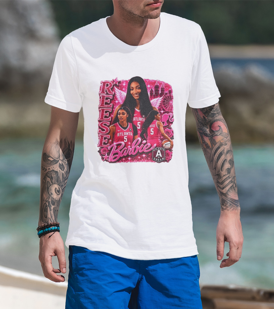 Angel Reese Atlanta Dream Barbie Pink Basketball Collage WNBA T-Shirt