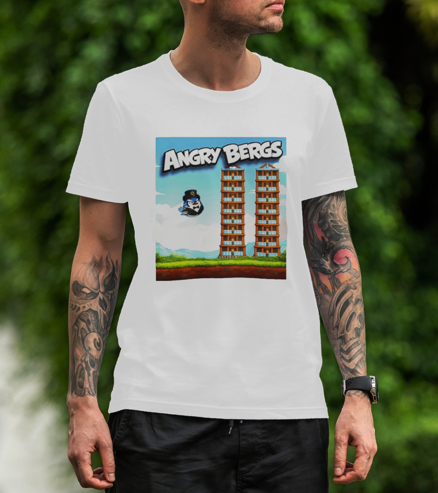 Angry Bergs Funny Parody Building Smash блоки Stack Game T-Shirt