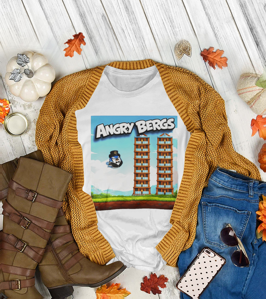 Angry Bergs Funny Parody Building Smash блоки Stack Game T-Shirt