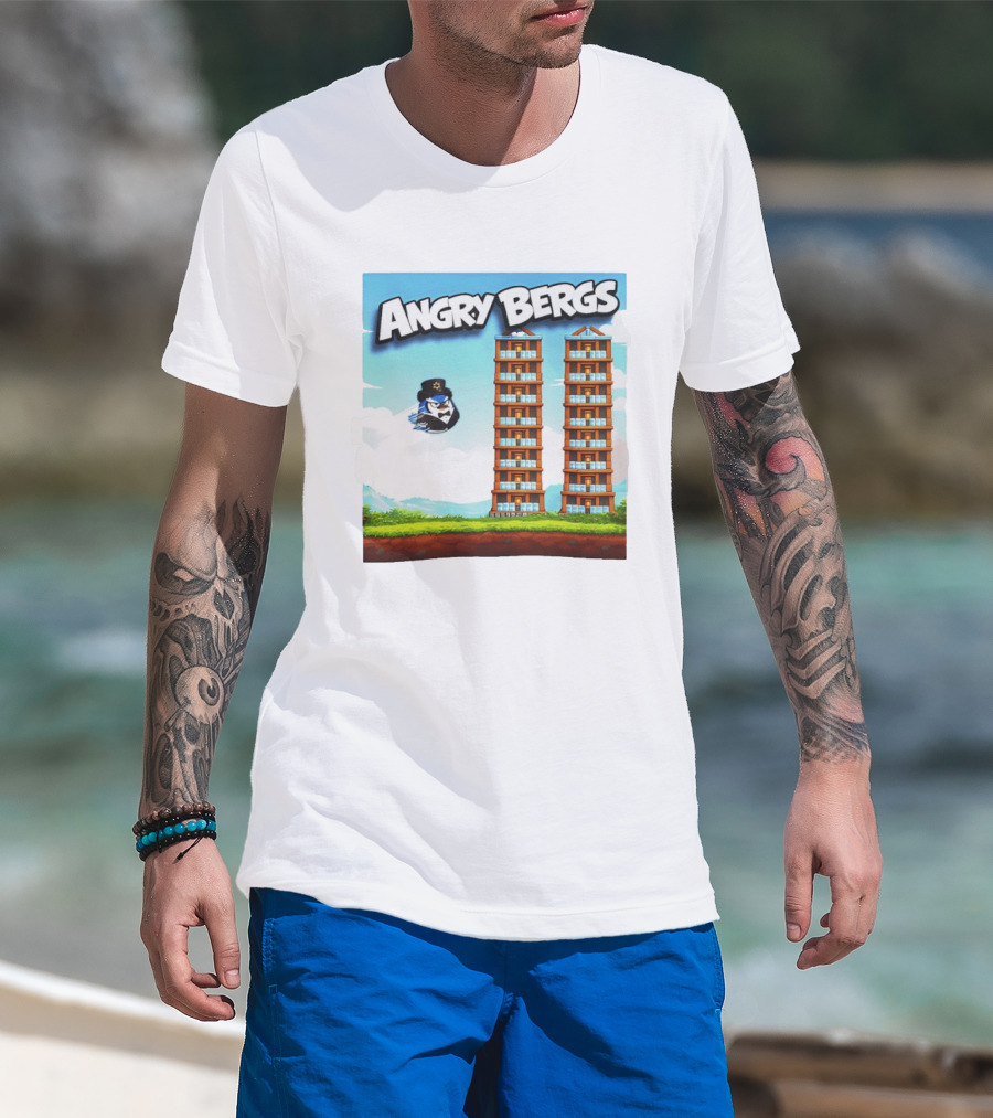 Angry Bergs Funny Parody Building Smash блоки Stack Game T-Shirt