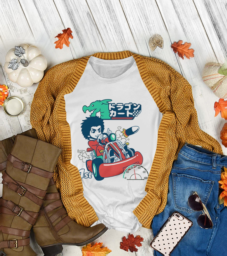Dragon Kart Japanese Afro Racer 1st Place Red Vehicle Rocket Gauge T-Shirt