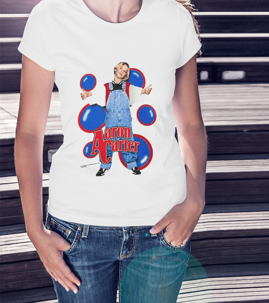 Aaron Carter Overalls Blue Red Circles Fashion T-Shirt