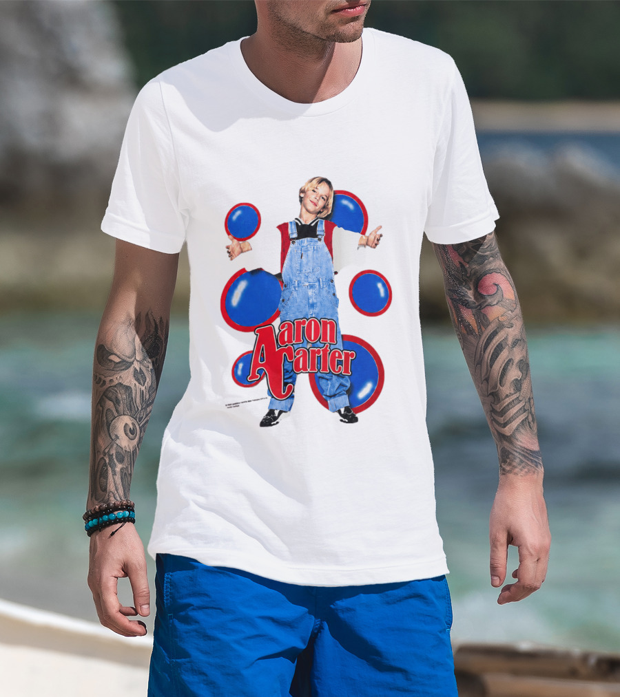 Aaron Carter Overalls Blue Red Circles Fashion T-Shirt