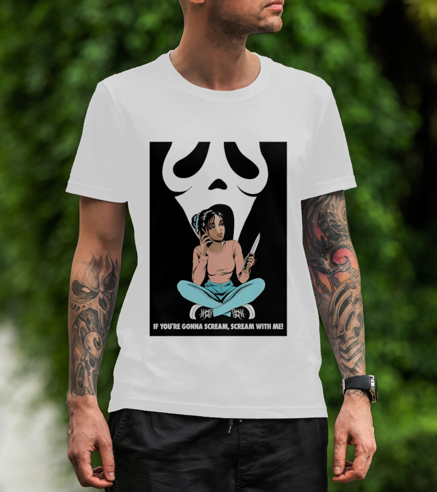 If You're Gonna Scream Scream With Me Ghostface Mask And Woman T-Shirt
