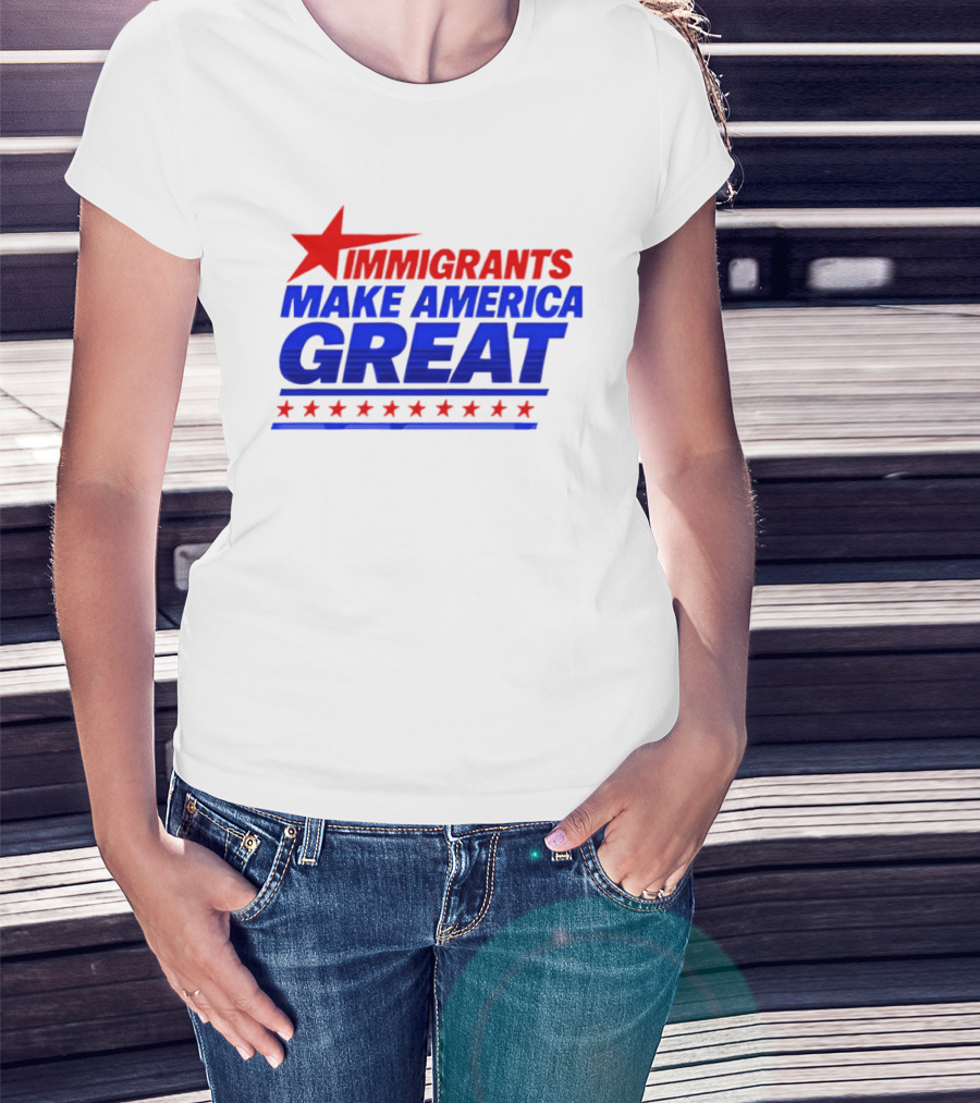 Immigrants Make America Great Red Star Political Message 2026 T-Shirt