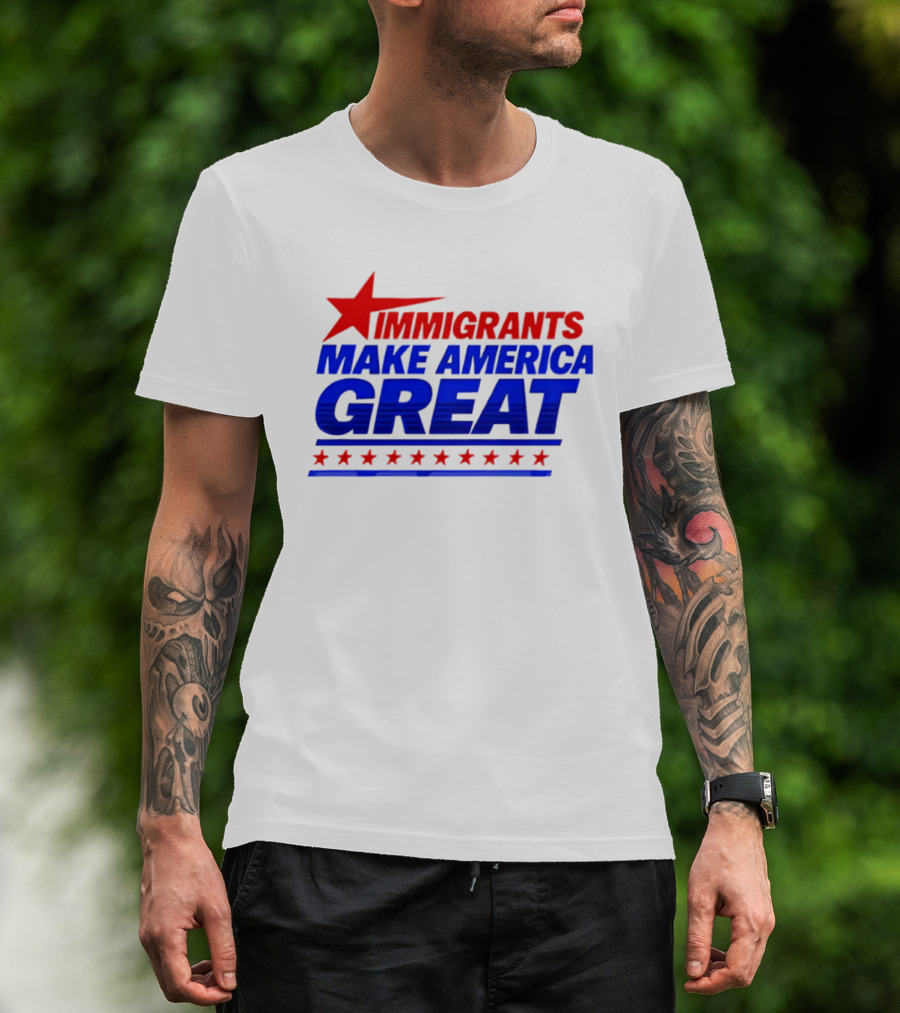 Immigrants Make America Great Red Star Political Message 2026 T-Shirt