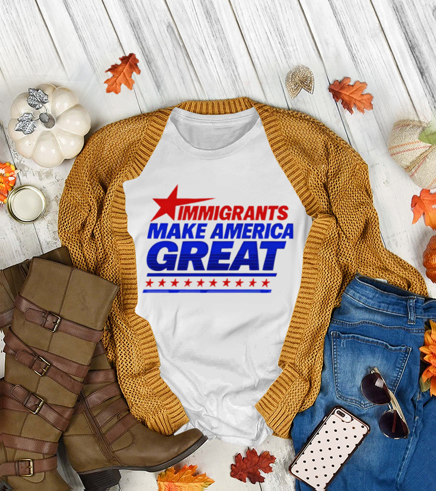 Immigrants Make America Great Red Star Political Message 2026 T-Shirt