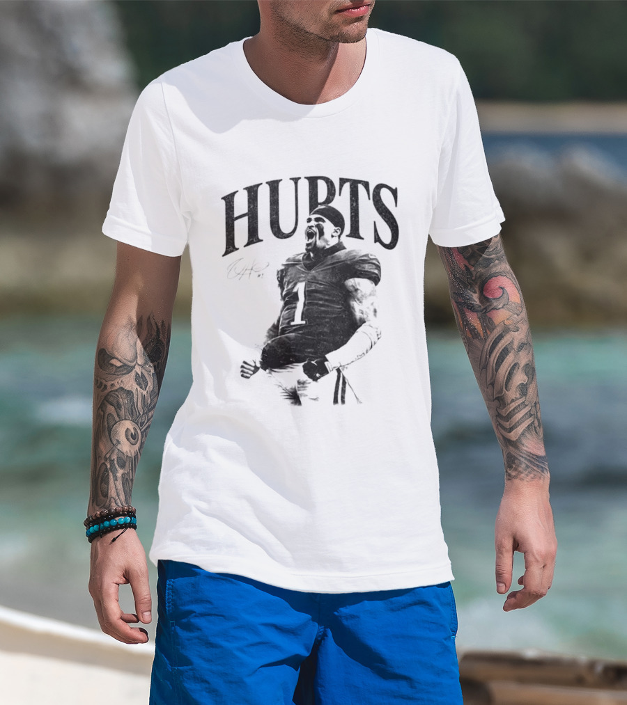 Jalen Hurts Philadelphia Eagles Number One Signature Football Player T-Shirt