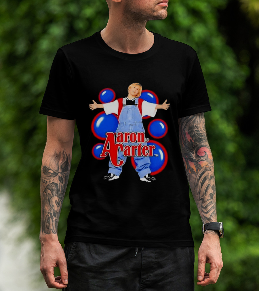 Aaron Carter Denim Overalls Bubbles Photo Bootleg T-Shirt