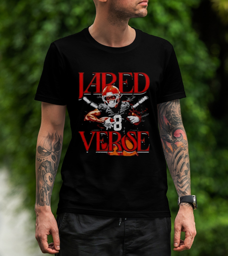 Jared Verse Number 8 Football Player Carrying Ball Distressed Bootleg T-Shirt