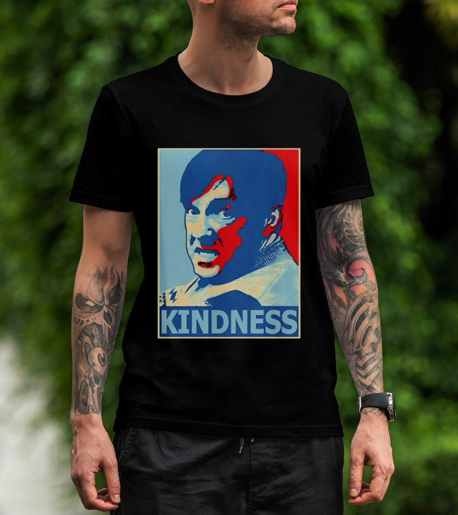 Kindness Mustachioed Man Halftone T-Shirt