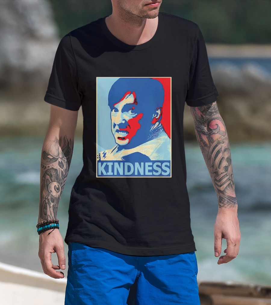 Kindness Mustachioed Man Halftone T-Shirt