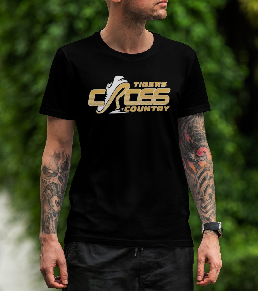 Tigers Cross Country Running Shoe Gold Brick Texture T-Shirt