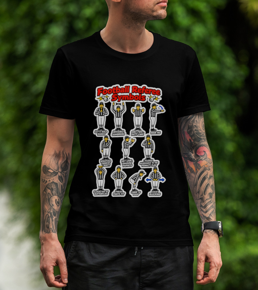 Football Referee Symbols Cartoon Referees Making Hand Signals T-Shirt