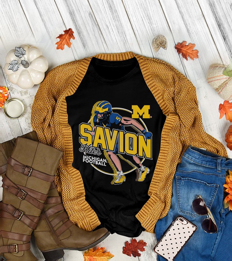Michigan Wolverines Savion Hiter Number 5 Player Football M T-Shirt