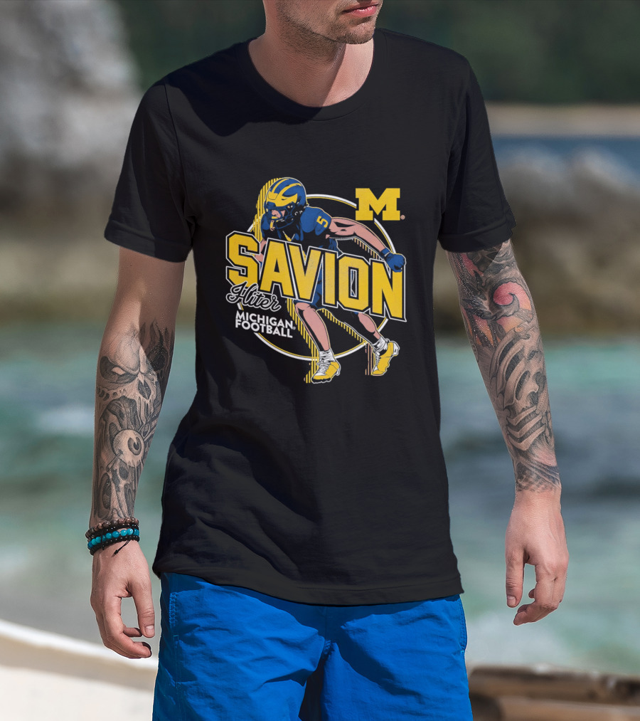 Michigan Wolverines Savion Hiter Number 5 Player Football M T-Shirt