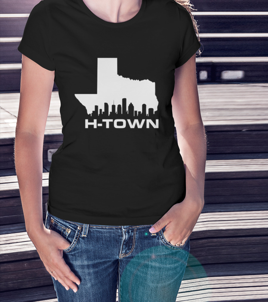 H Town Texas Map Houston Skyline T-Shirt
