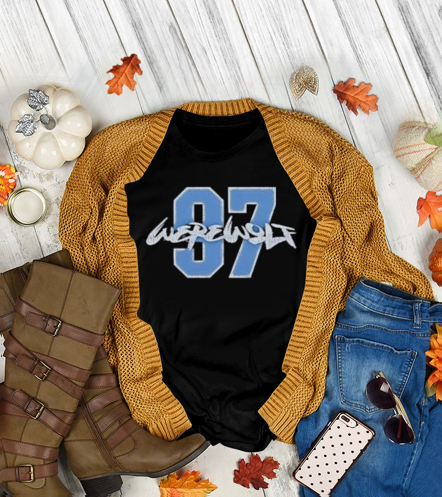Werewolf 97 Blue Athletic Jersey Number Distressed T-Shirt
