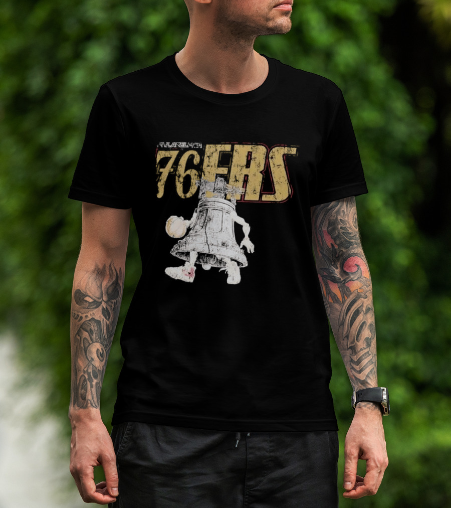 Philadelphia 76ers Distressed Liberty Bell Dribbling Basketball T-Shirt