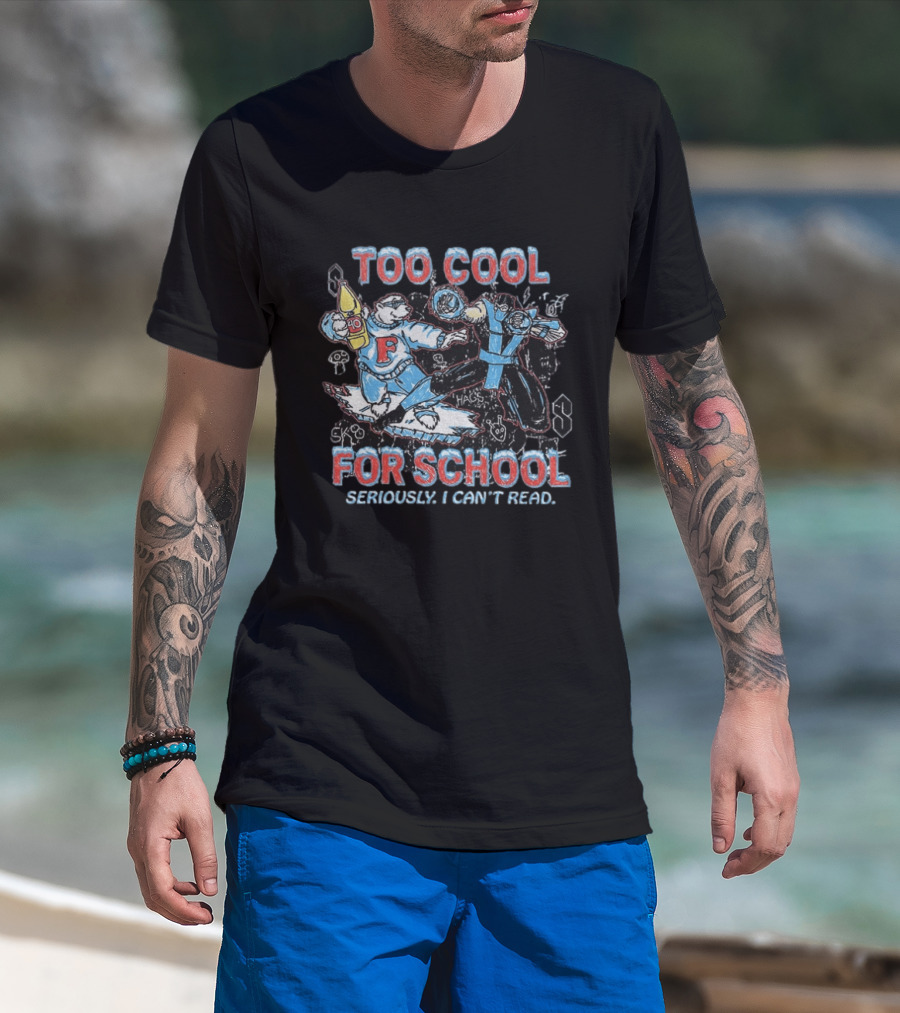 Too Cool For School Polar Bear Seriously I Can't Read T-Shirt