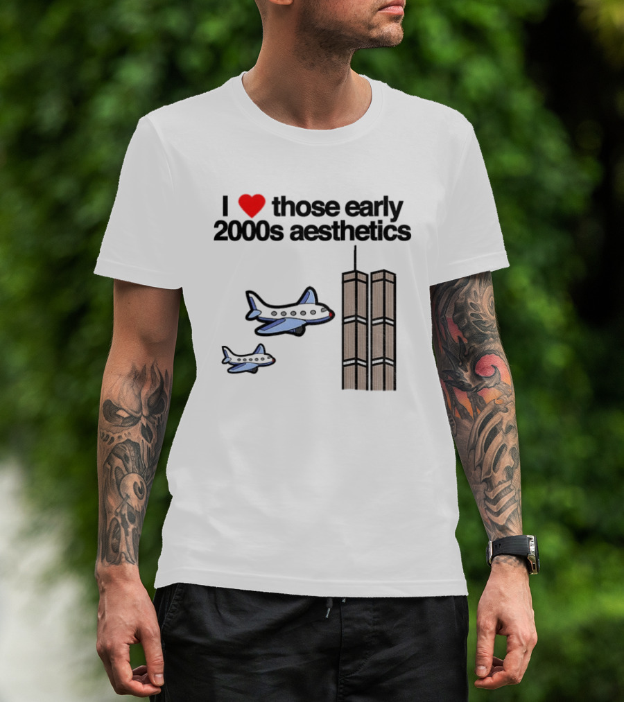 I Heart Those Early 2000s Aesthetics Airplanes World Trade Center Towers T-Shirt