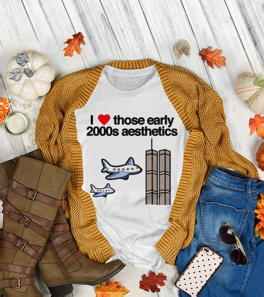 I Heart Those Early 2000s Aesthetics Airplanes World Trade Center Towers T-Shirt