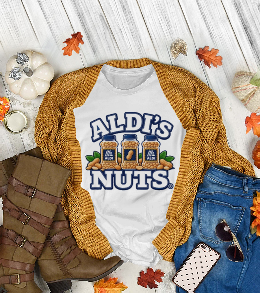 Aldi's Nuts Peanut Jars And Leaves T-Shirt