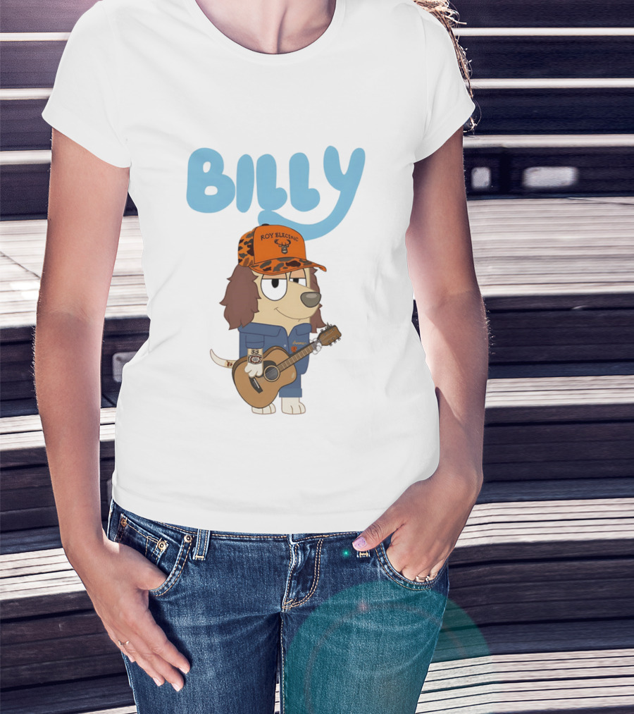 Billy Roy Electric Boomer Character With Guitar And Hat T-Shirt