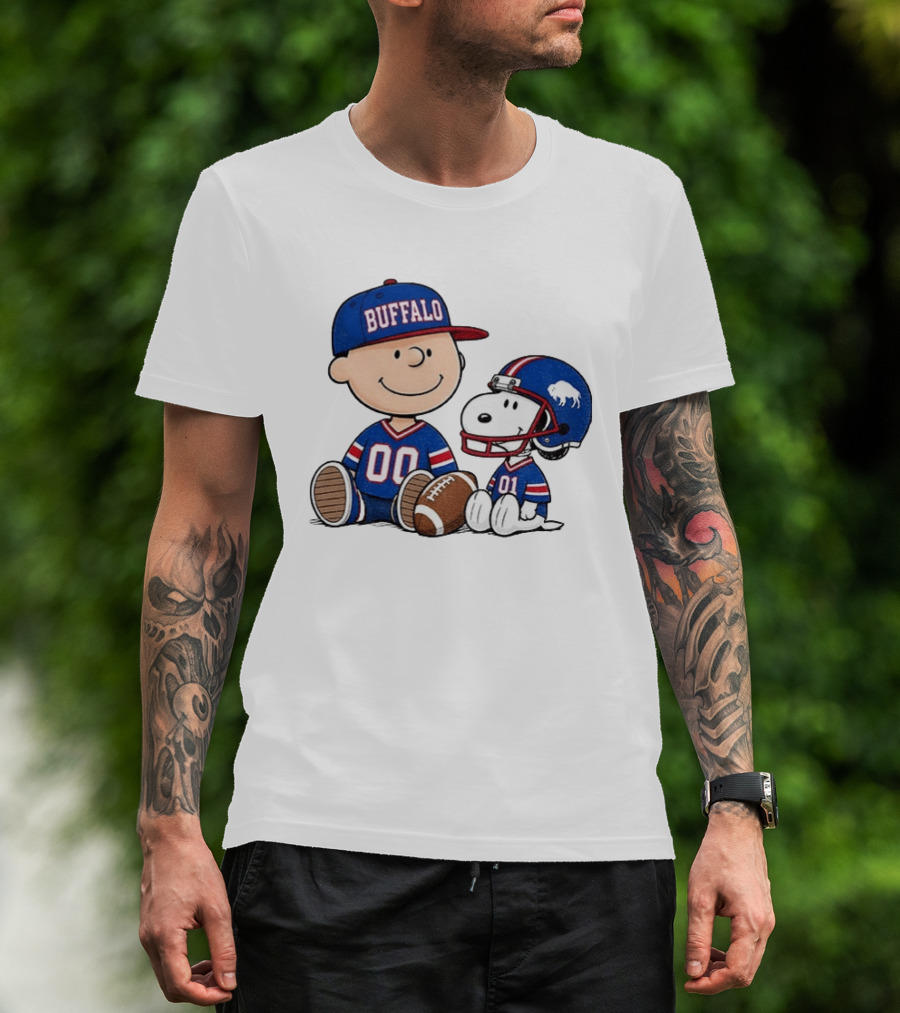 Charlie Brown Snoopy Buffalo 00 01 Football Team Cartoon Sports Fan Gear T-Shirt