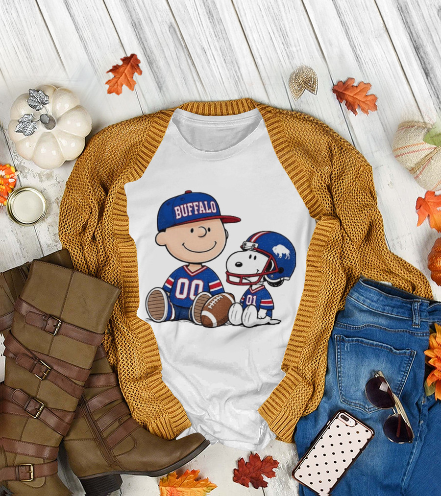 Charlie Brown Snoopy Buffalo 00 01 Football Team Cartoon Sports Fan Gear T-Shirt