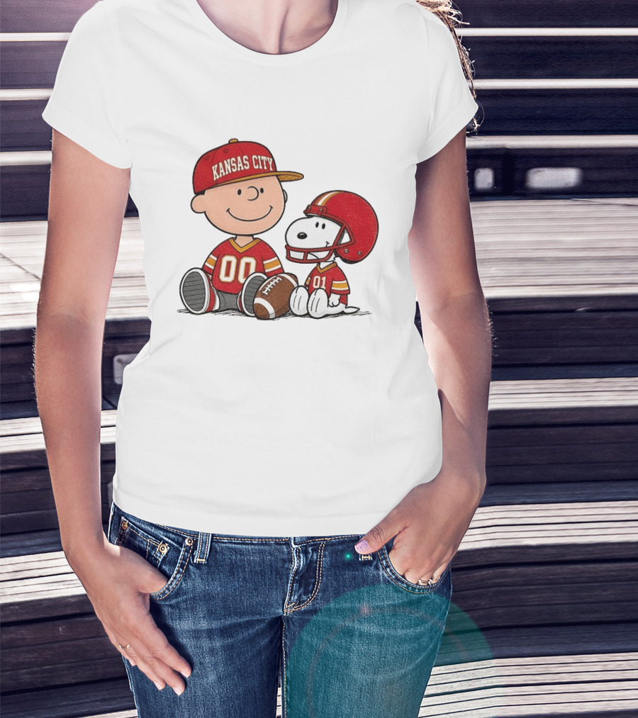 Kansas City Football With Charlie Brown And Snoopy Players T-Shirt