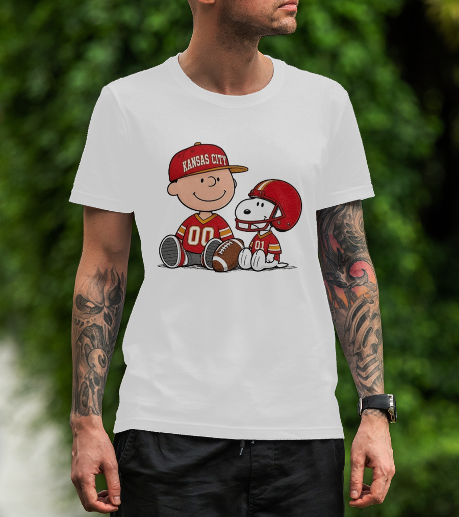 Kansas City Football With Charlie Brown And Snoopy Players T-Shirt