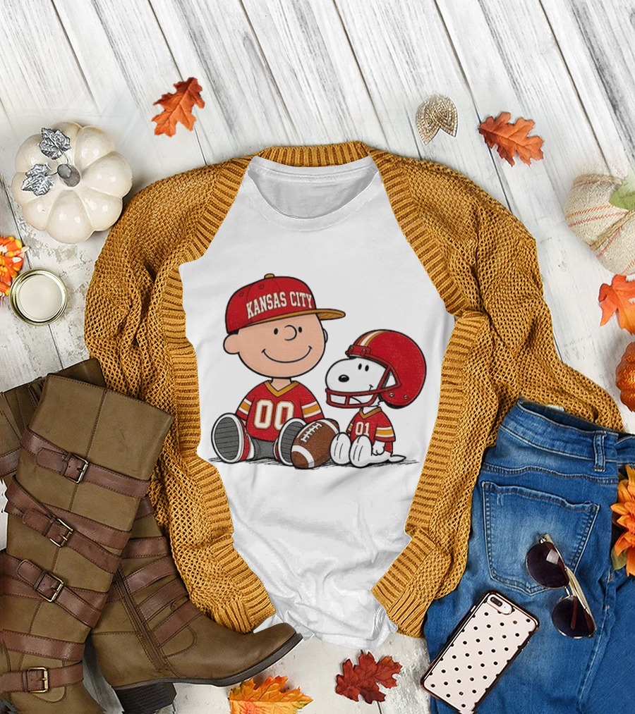 Kansas City Football With Charlie Brown And Snoopy Players T-Shirt