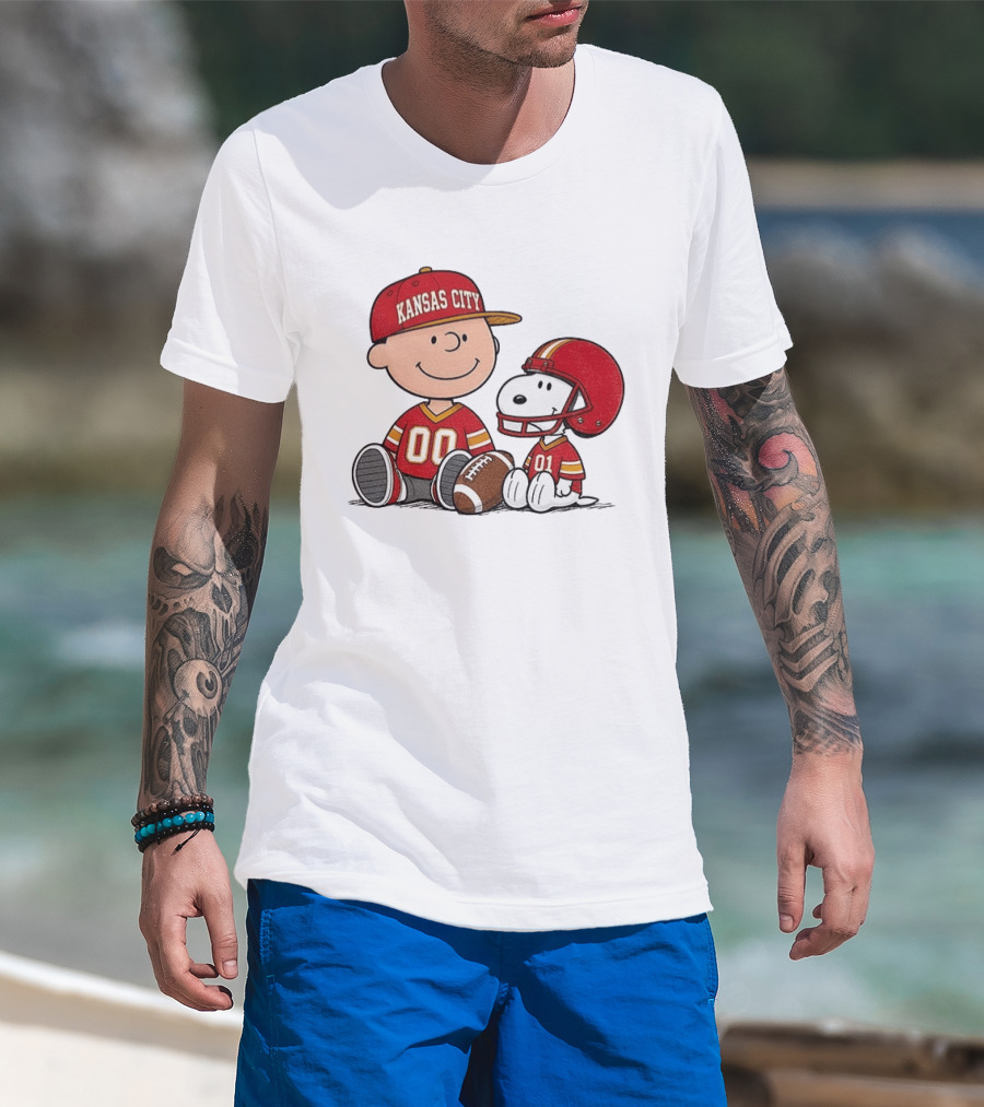 Kansas City Football With Charlie Brown And Snoopy Players T-Shirt