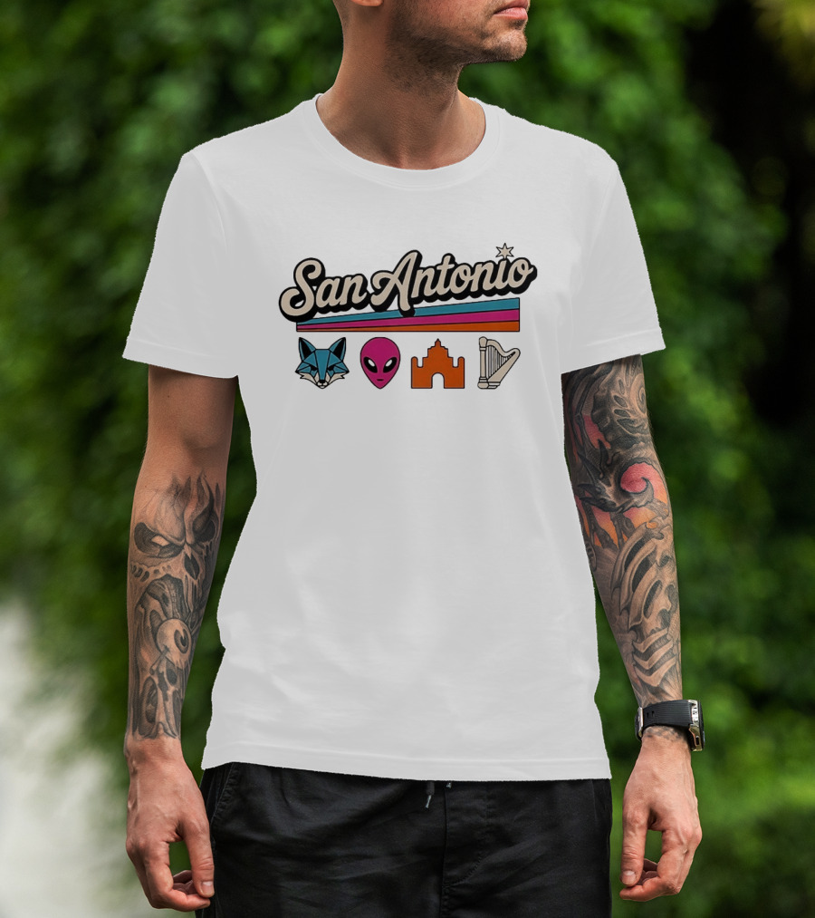 San Antonio Fox Alien Castle Harp Spurs Basketball T-Shirt