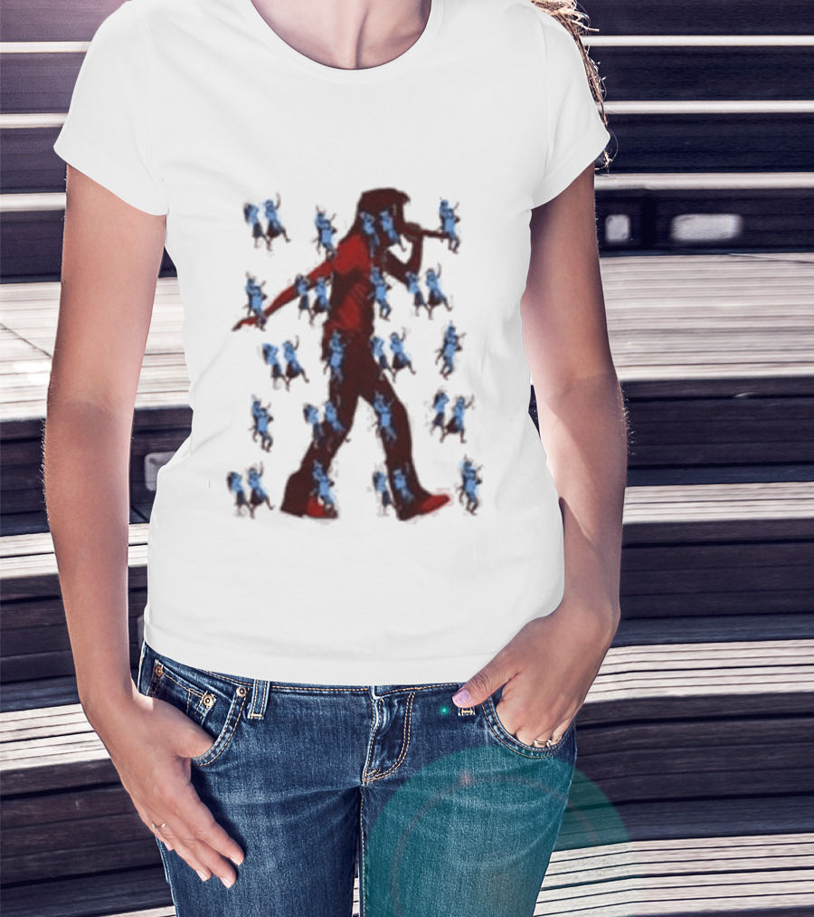 JID Faded White God Does Like Ugly J.I.D. GDLU Blue Floral Shadow T-Shirt