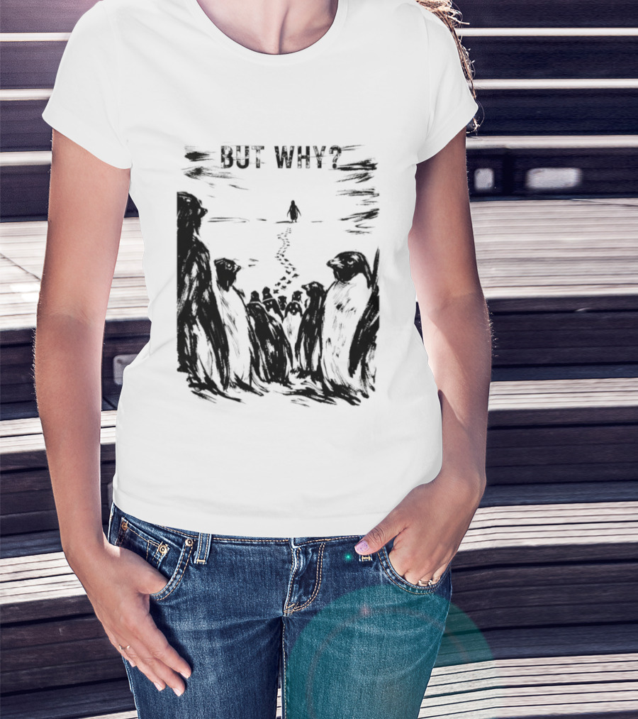 Nihilist Penguin But Why Snow Scene T-Shirt