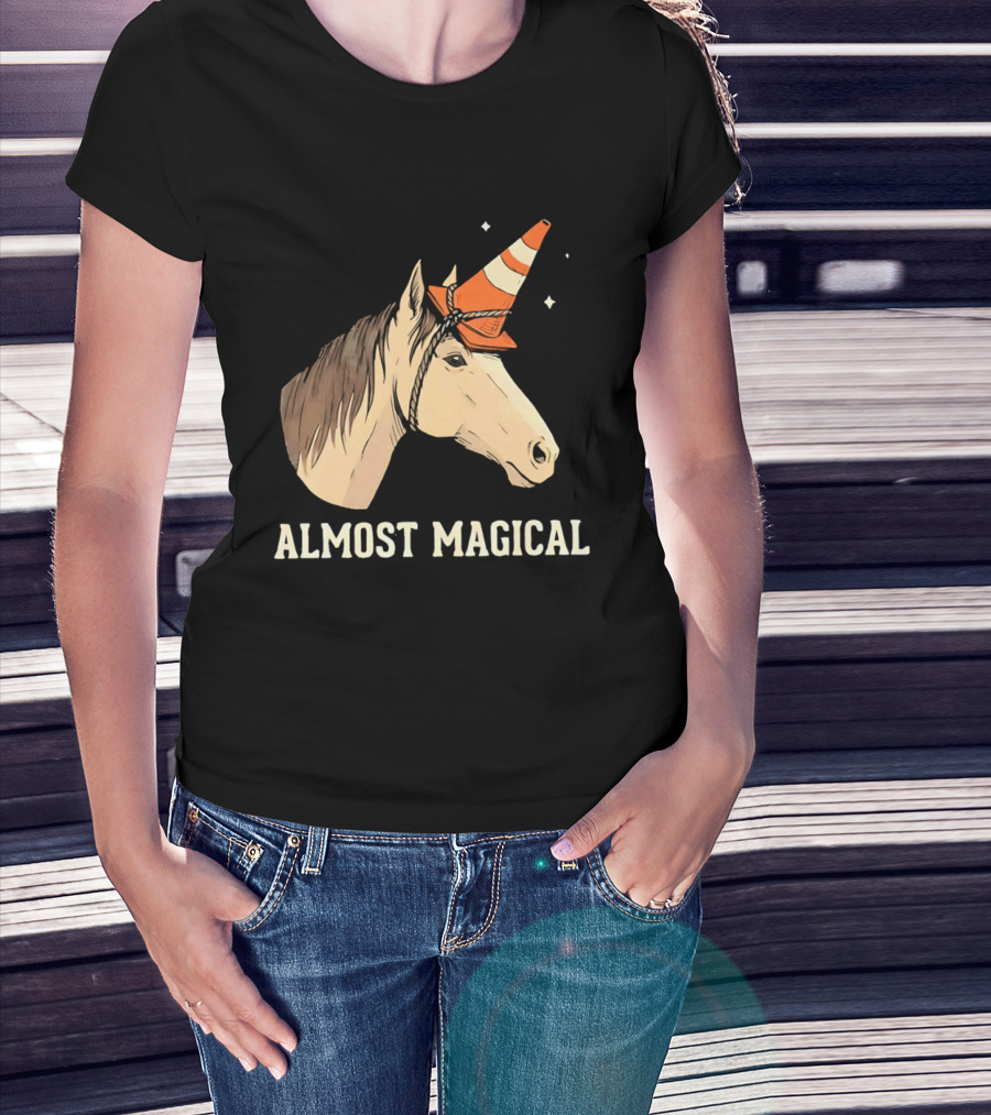Almost Magical Horse With Traffic Cone Hat T-Shirt