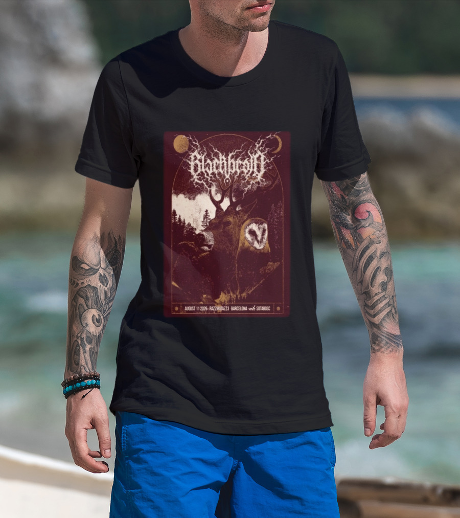 Blackbraid August 11 2026 Razzmatazz 3 Barcelona With Sotabosc Deer Owl Moon T-Shirt