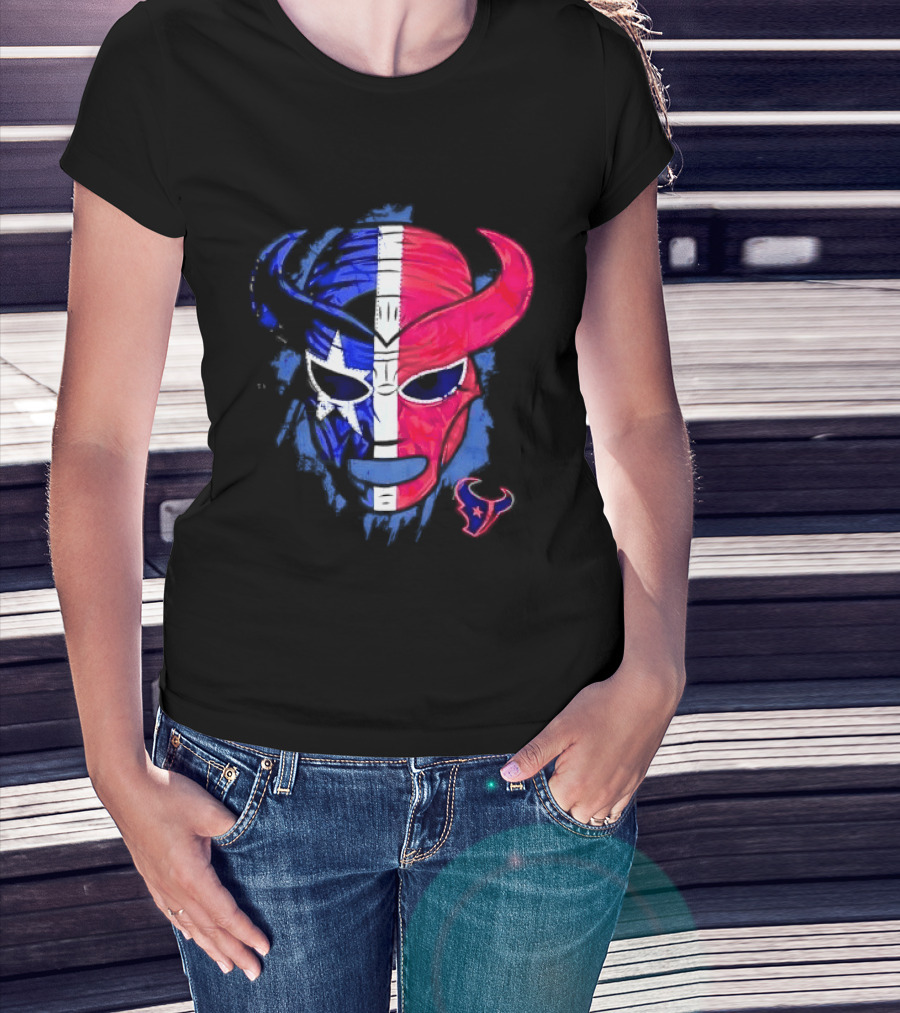 Houston Texans Distressed Lucha Libre Mask Texas Flag T-Shirt